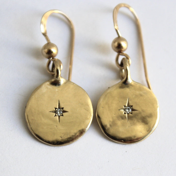 Sun Earrings with Star Diamonds