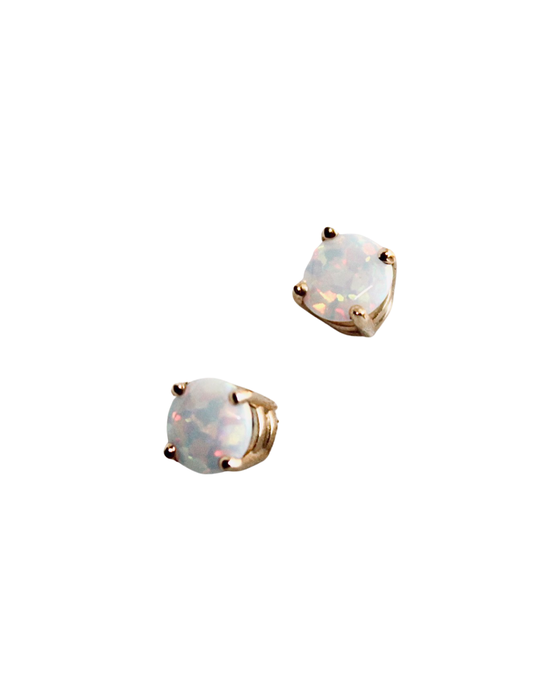 Pearl White Opal Stud Earrings