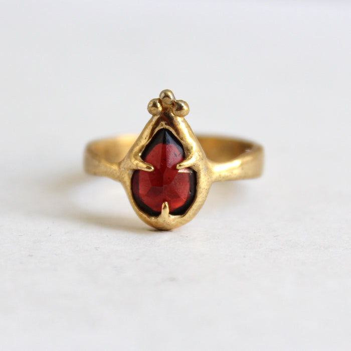Sacred Heart Ring with Garnet