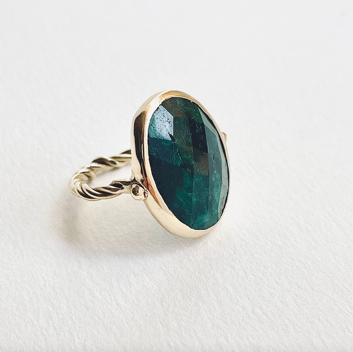 Braided Emerald Ruby Ring