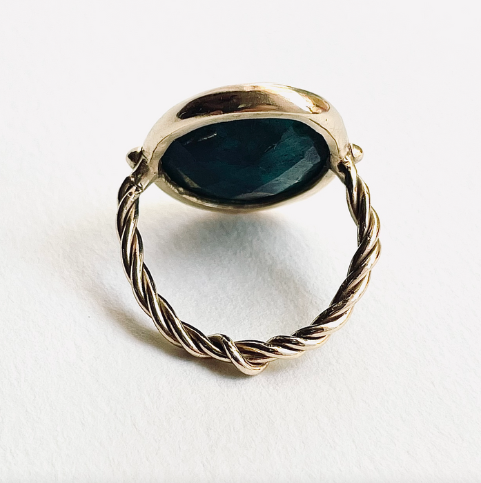 Braided Emerald Ruby Ring