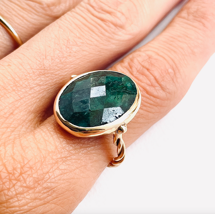 Braided Emerald Ruby Ring