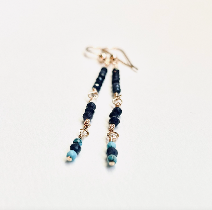 Blue Sapphire Earrings with Turquoise