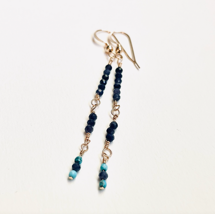 Blue Sapphire Earrings with Turquoise